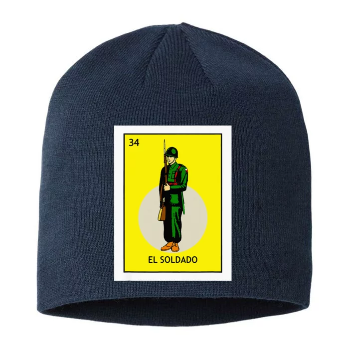 El Soldado Lottery The Soldier Card Mexican Lottery Cinco 8 1/2in Sustainable Knit Beanie