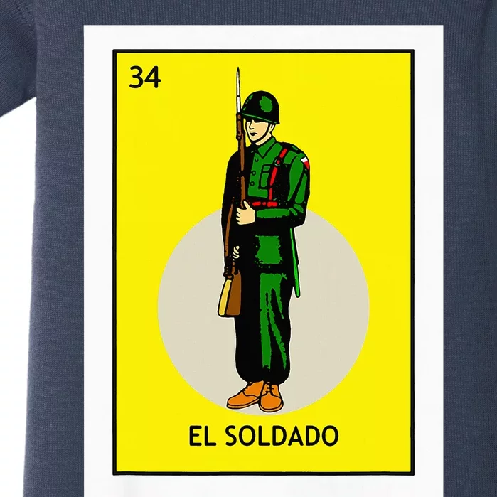 El Soldado Lottery The Soldier Card Mexican Lottery Cinco Baby Bodysuit