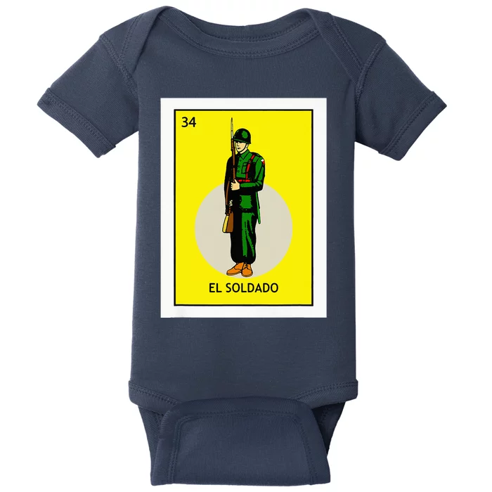 El Soldado Lottery The Soldier Card Mexican Lottery Cinco Baby Bodysuit