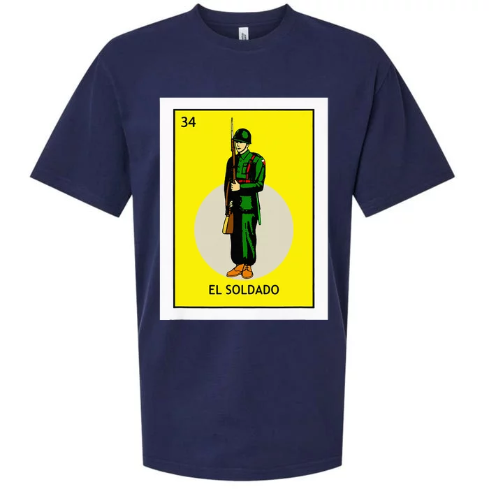 El Soldado Lottery The Soldier Card Mexican Lottery Cinco Sueded Cloud Jersey T-Shirt