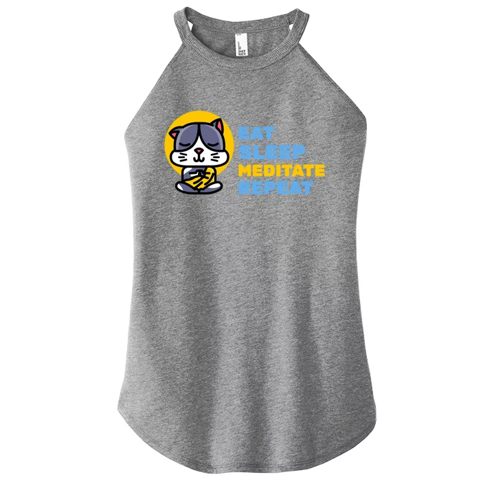 Eat Sleep Meditate Repeat Zen Cat Yoga Gift Women’s Perfect Tri Rocker Tank