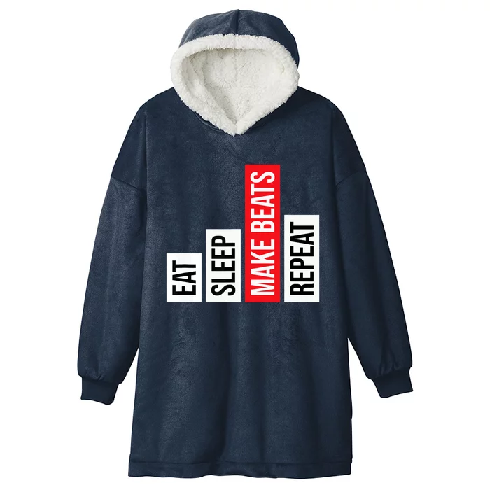 Eat Sleep Make Beats Repeat Music Producer Hooded Wearable Blanket