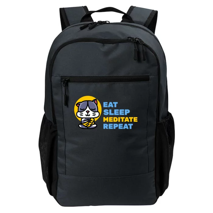 Eat Sleep Meditate Repeat Zen Cat Yoga Gift Daily Commute Backpack