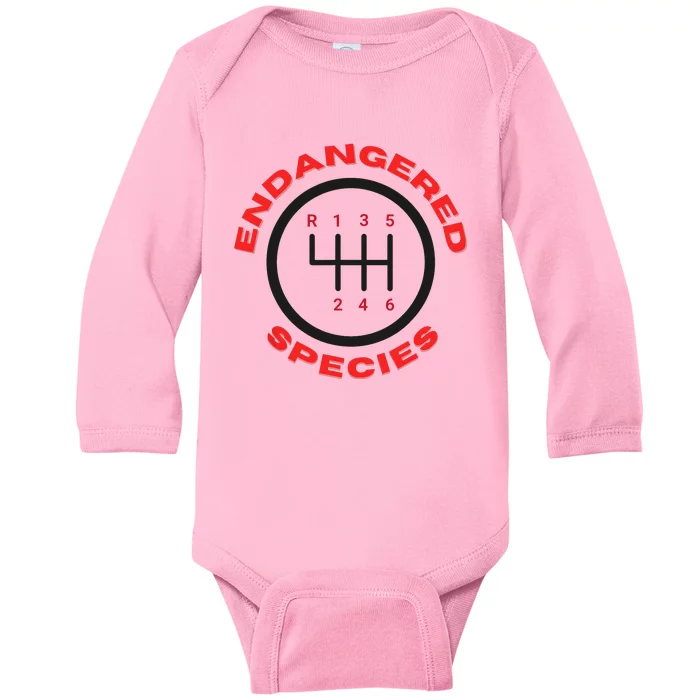 Endangered Species Manual Gearbox Stick Shift 6 Speed Baby Long Sleeve Bodysuit