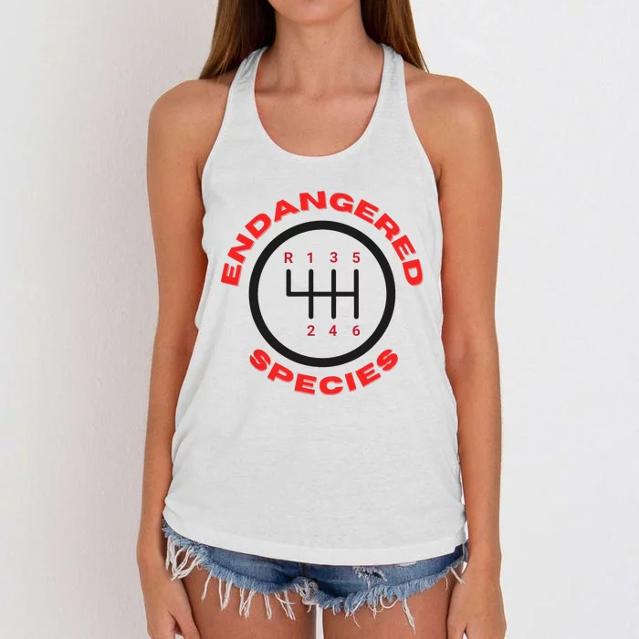 Endangered Species Manual Gearbox Stick Shift 6 Speed Women's Knotted Racerback Tank