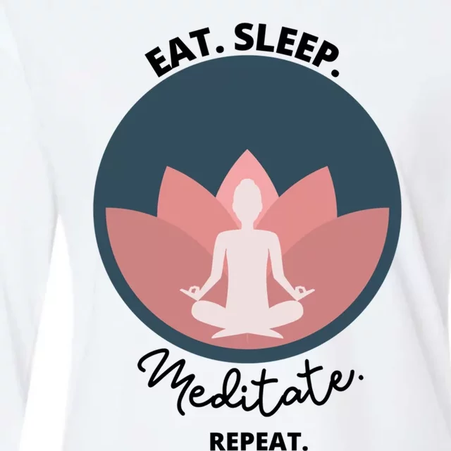 Eat Sleep Meditate Repeat Meditation Yoga Zen Breathe Funny Cute Gift Womens Cotton Relaxed Long Sleeve T-Shirt