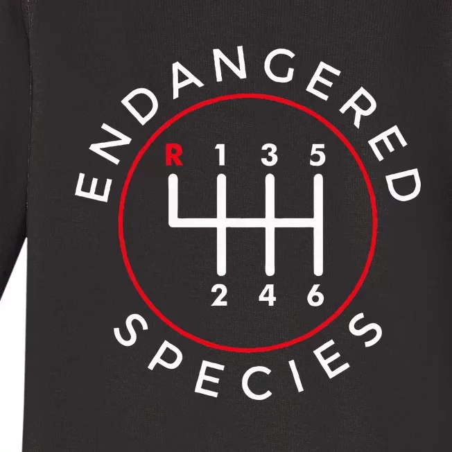 Endangered Species Manual Gearbox Stick Shift 6 Speed Baby Long Sleeve Bodysuit