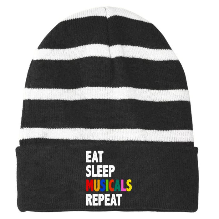 Eat Sleep Musicals Repeat Striped Beanie with Solid Band