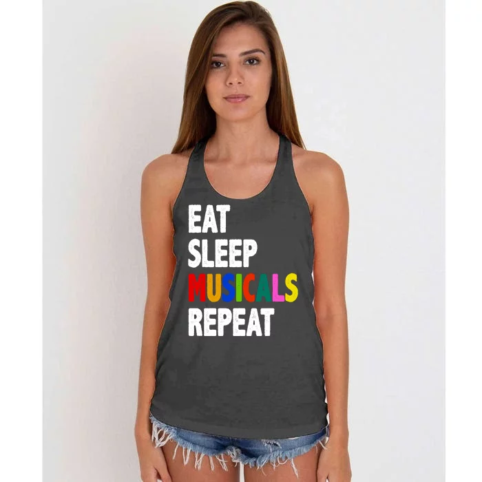 Eat Sleep Musicals Repeat Women's Knotted Racerback Tank