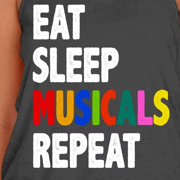 Eat Sleep Musicals Repeat Women's Knotted Racerback Tank