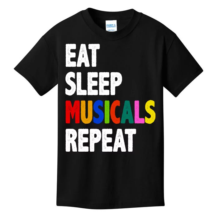 Eat Sleep Musicals Repeat Kids T-Shirt