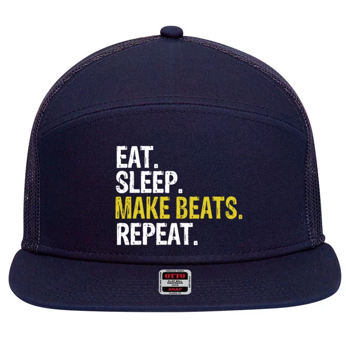 Eat Sleep Make Beats Repeat Music Gift 7 Panel Mesh Trucker Snapback Hat