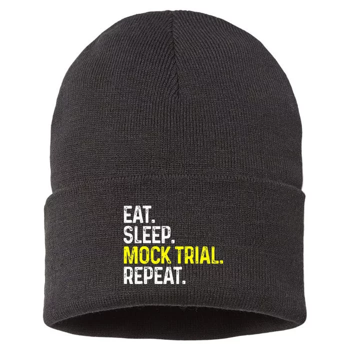 Eat Sleep Mock Trial Repeat Funny Lawyer Gift Sustainable Knit Beanie