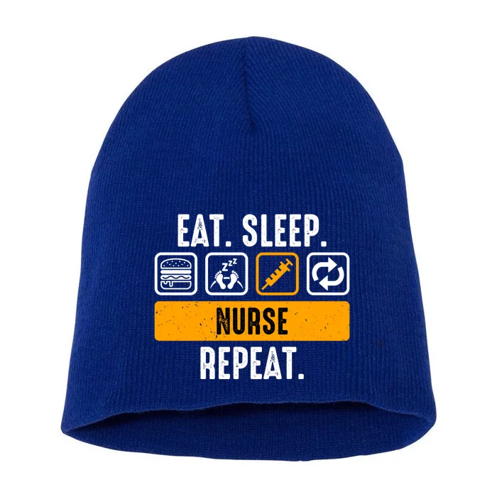 Eat Sleep Nurse Repeat Funny Nurse Practitioner Gift Short Acrylic Beanie