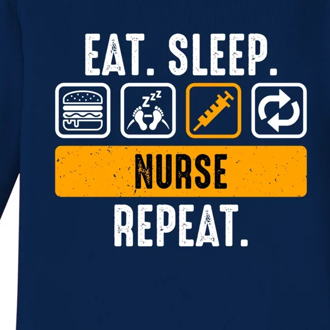 Eat Sleep Nurse Repeat Funny Nurse Practitioner Gift Baby Long Sleeve Bodysuit