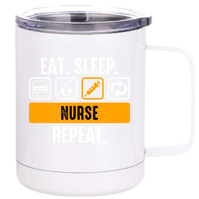 Eat Sleep Nurse Repeat Funny Nurse Practitioner Gift Front & Back 12oz Stainless Steel Tumbler Cup