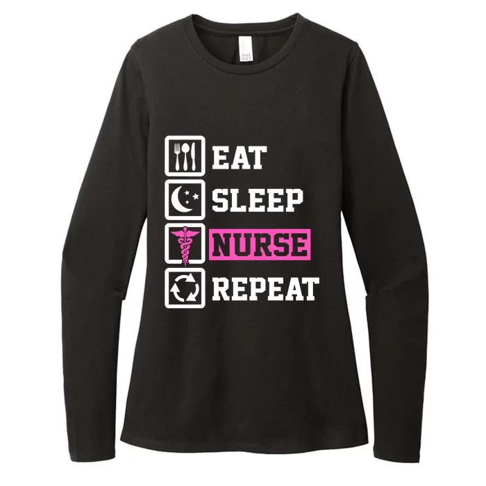 Eat Sleep Nurse Repeat Funny Nurse Gift Womens CVC Long Sleeve Shirt