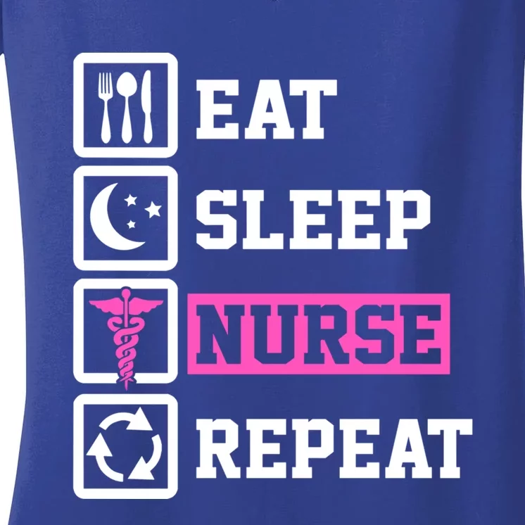 Eat Sleep Nurse Repeat Funny Nurse Gift Women's V-Neck T-Shirt