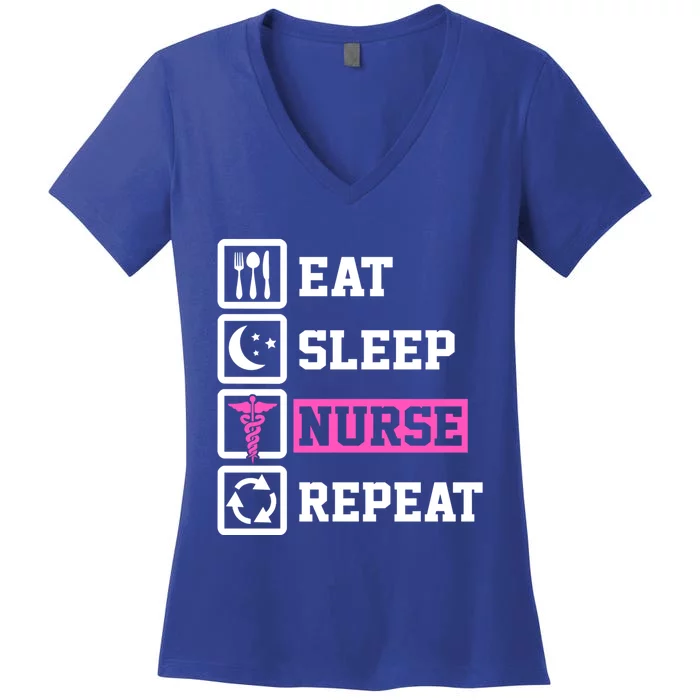 Eat Sleep Nurse Repeat Funny Nurse Gift Women's V-Neck T-Shirt