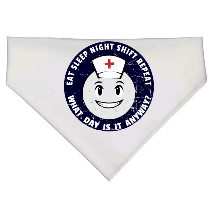 Eat Sleep Night Shift Repeat Nurse Moon Emoticon Gift USA-Made Doggie Bandana