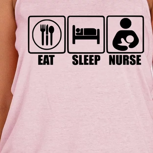 Eat Sleep Nurse Breastfeeding Gift For Moms Gift Women's Knotted Racerback Tank