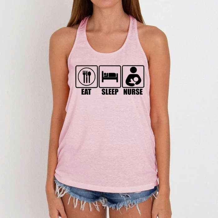 Eat Sleep Nurse Breastfeeding Gift For Moms Gift Women's Knotted Racerback Tank