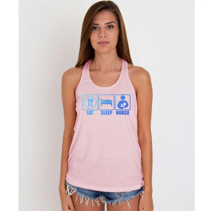 Eat Sleep Nurse Breastfeeding Gift For Moms Gift Women's Knotted Racerback Tank