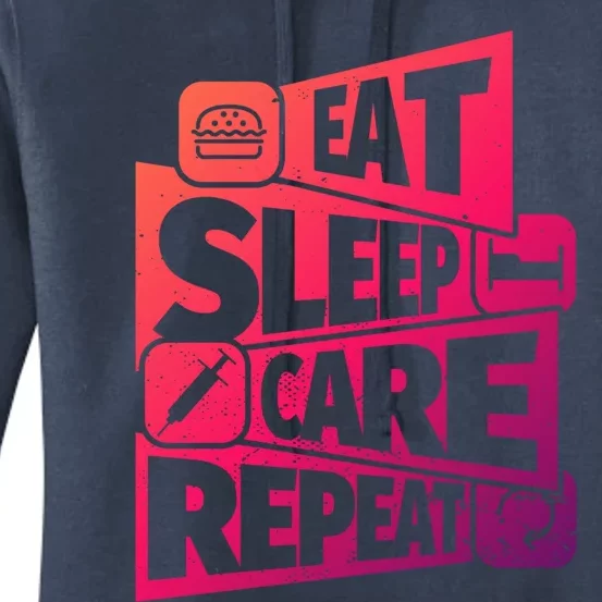 Eat Sleep Nurse Repeat Funny Nurse Funny Humor Gift Women's Pullover Hoodie