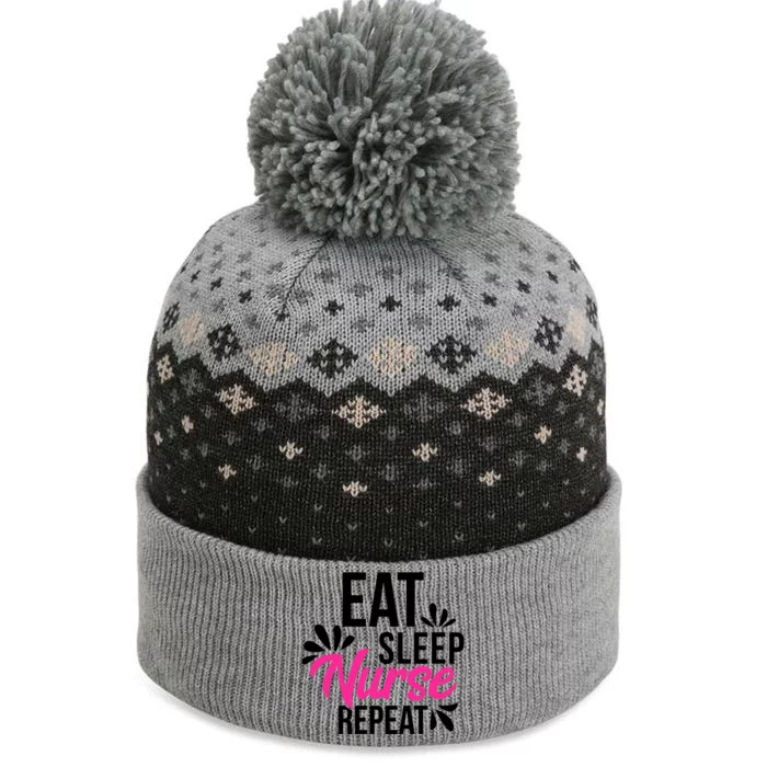 Eat Sleep Nurse Repeat Motivational Gift Ace003a Gift The Baniff Cuffed Pom Beanie