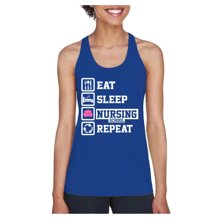 Eat Sleep Nursing School Repeat Funny Nursing School Gift Women's Racerback Tank