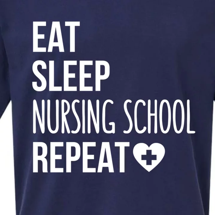 Eat Sleep Nursing School Repeat Nursing Student Gift Sueded Cloud Jersey T-Shirt