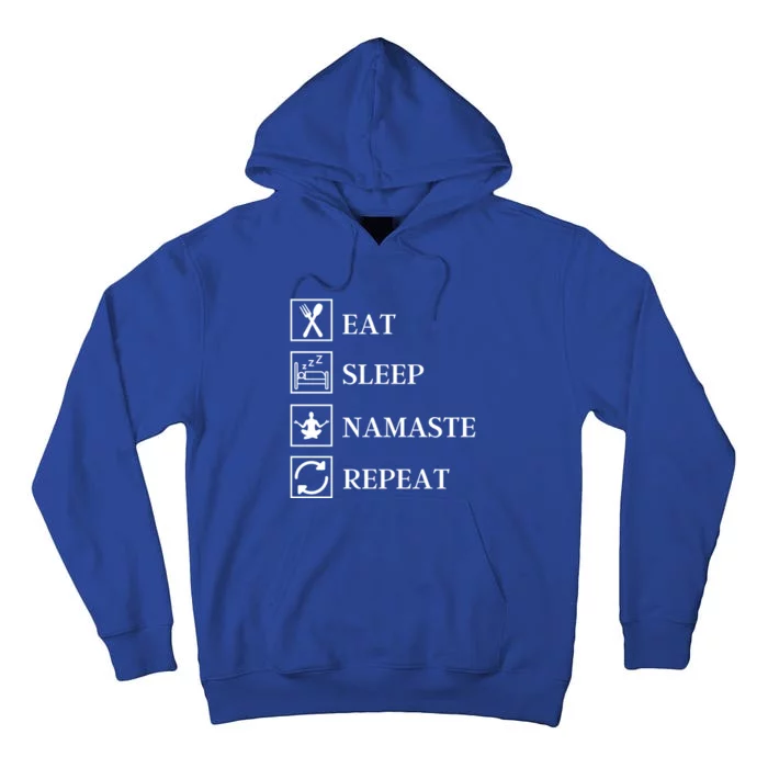 Eat Sleep Namaste Repeat Funny Yoga Gym Workout Meditation Funny Gift Tall Hoodie