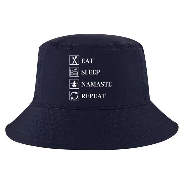 Eat Sleep Namaste Repeat Funny Yoga Gym Workout Meditation Funny Gift Cool Comfort Performance Bucket Hat