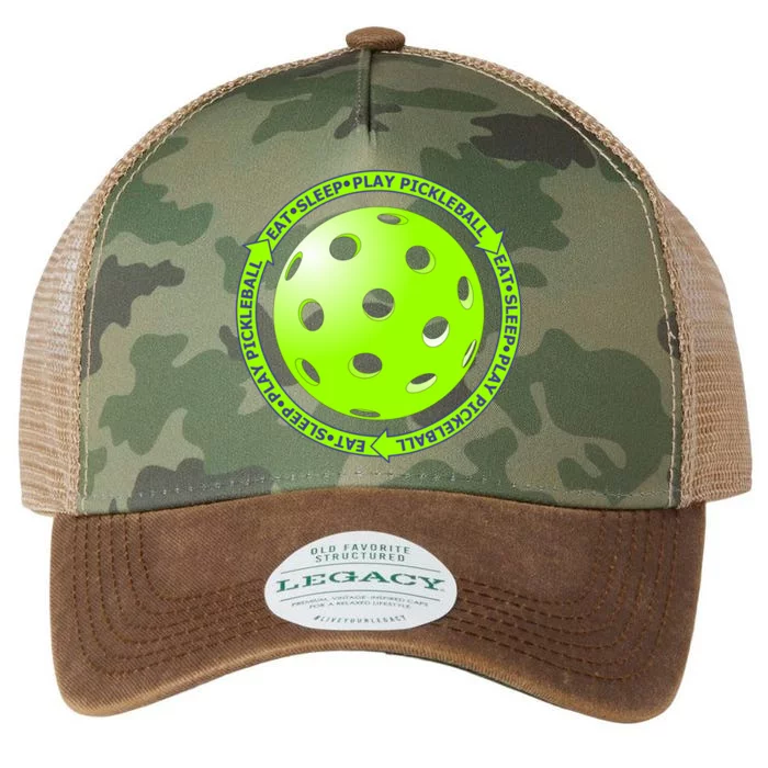 Eat Sleep Pickleball Circle | Fun Pickleball | Green Pickleball Legacy Tie Dye Trucker Hat