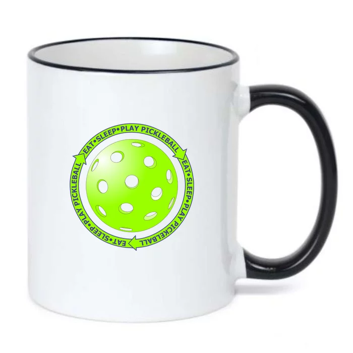 Eat Sleep Pickleball Circle | Fun Pickleball | Green Pickleball Black Color Changing Mug