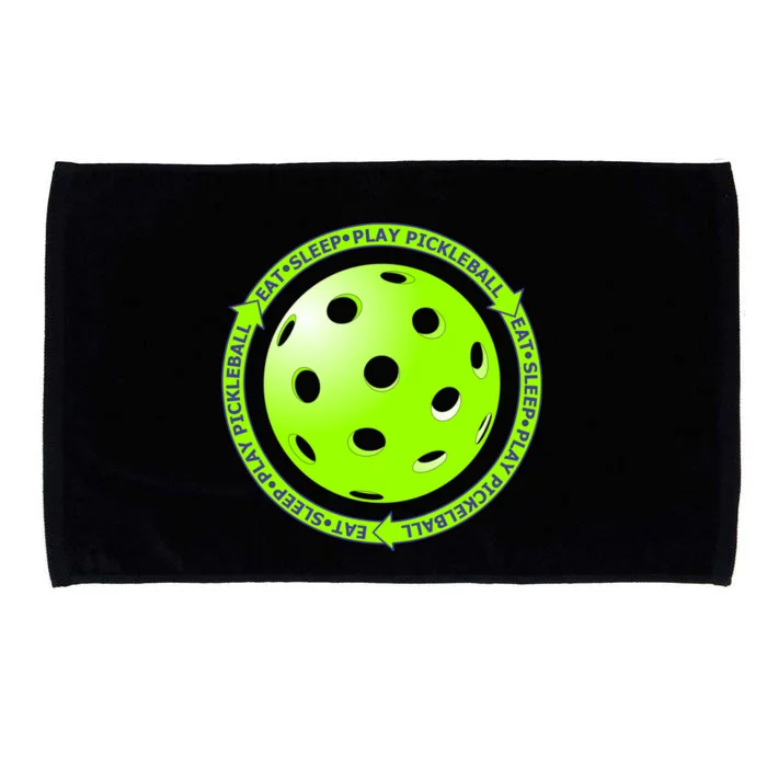 Eat Sleep Pickleball Circle | Fun Pickleball | Green Pickleball Microfiber Hand Towel