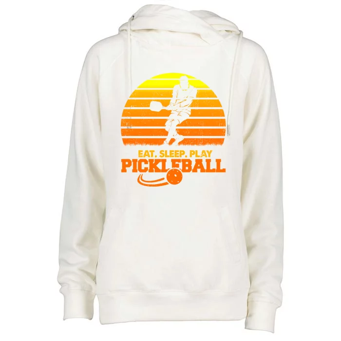 Eat Sleep Play Pickleball! Funny Sports Gift Womens Funnel Neck Pullover Hood