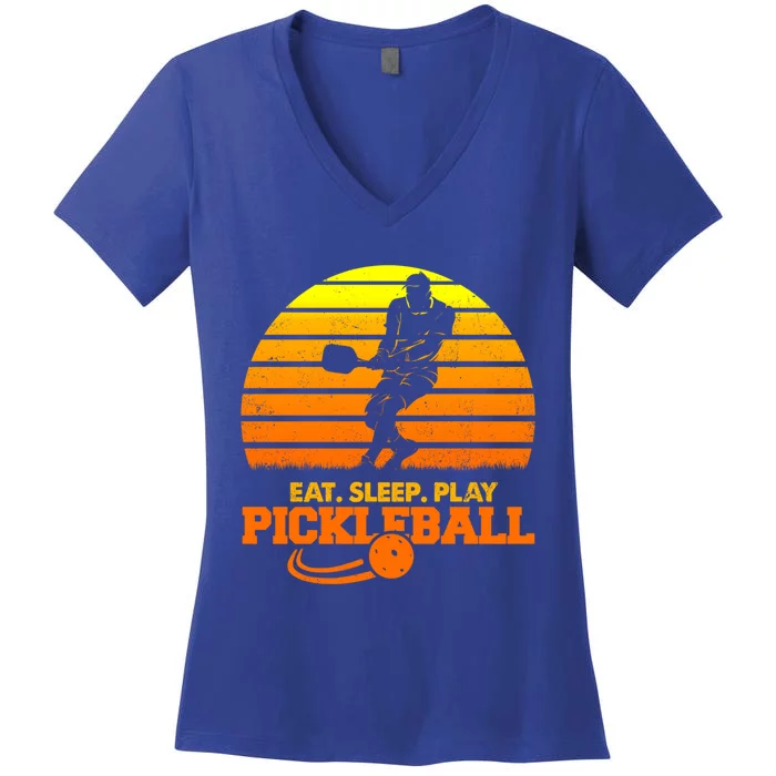 Eat Sleep Play Pickleball! Funny Sports Gift Women's V-Neck T-Shirt