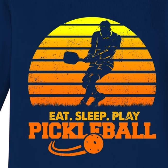 Eat Sleep Play Pickleball! Funny Sports Gift Baby Long Sleeve Bodysuit