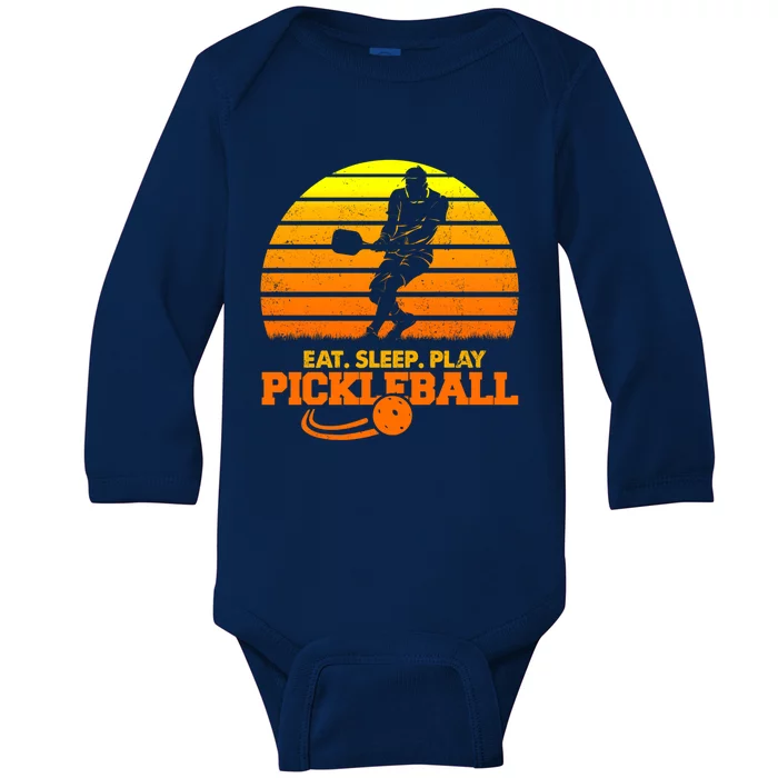 Eat Sleep Play Pickleball! Funny Sports Gift Baby Long Sleeve Bodysuit