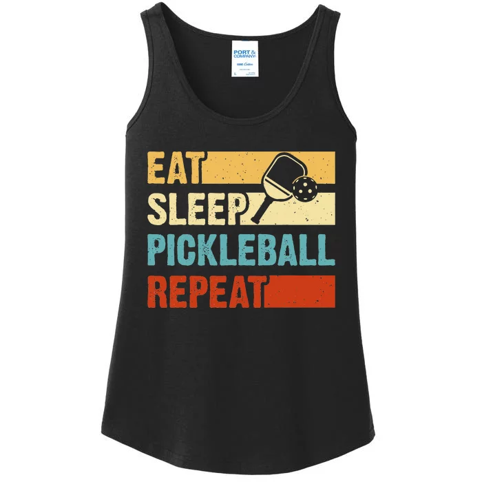 Eat Sleep Pickleball Repeat Funny Player Ladies Essential Tank