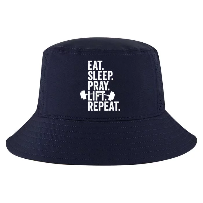 Eat Sleep Pray Lift Repeat Christian Athlete Workout Gift Cool Comfort Performance Bucket Hat