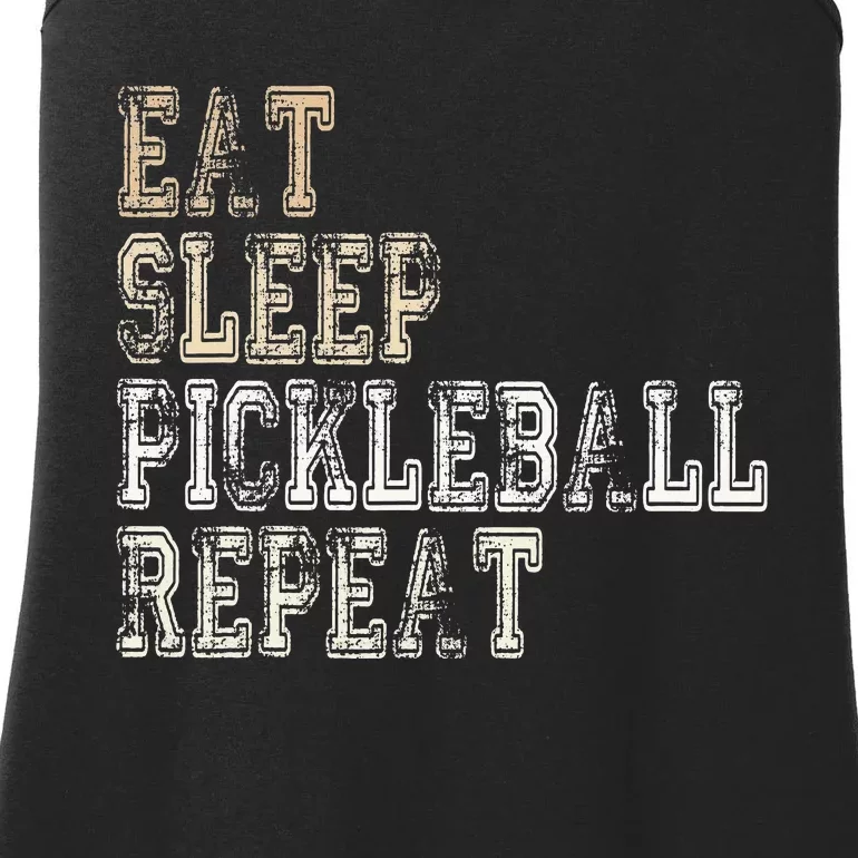 Eat Sleep Pickleball Repeat Saying Pickleball Player Ladies Essential Tank