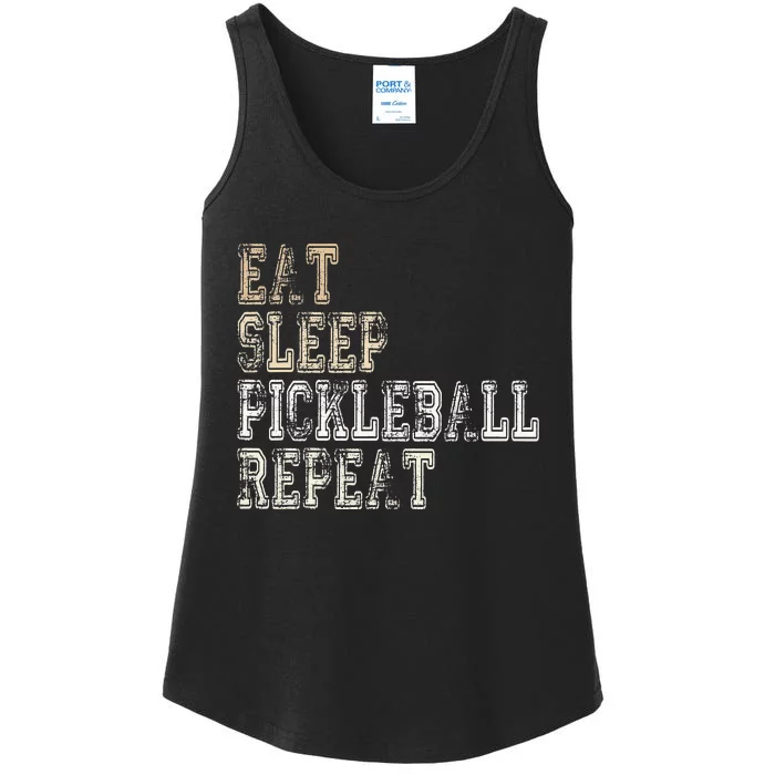 Eat Sleep Pickleball Repeat Saying Pickleball Player Ladies Essential Tank