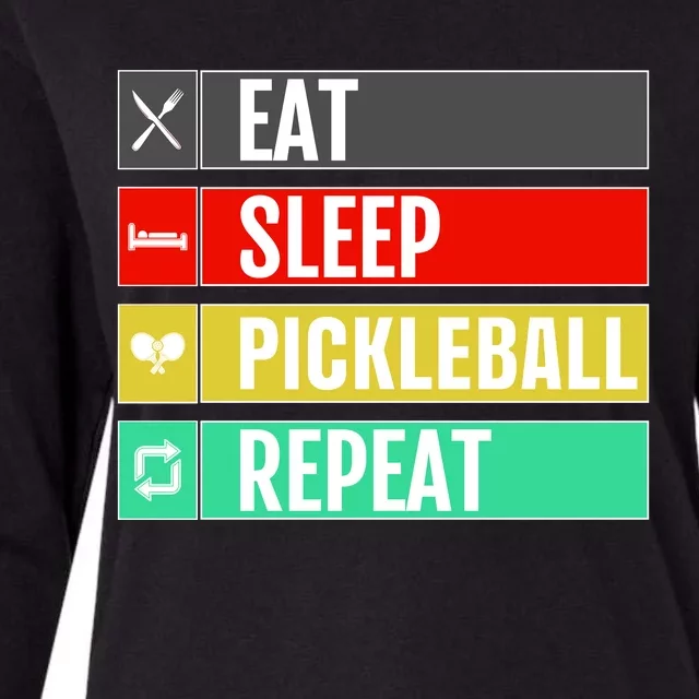 Eat Sleep Pickleball Repeat Funny Pickle Ball Womens Cotton Relaxed Long Sleeve T-Shirt