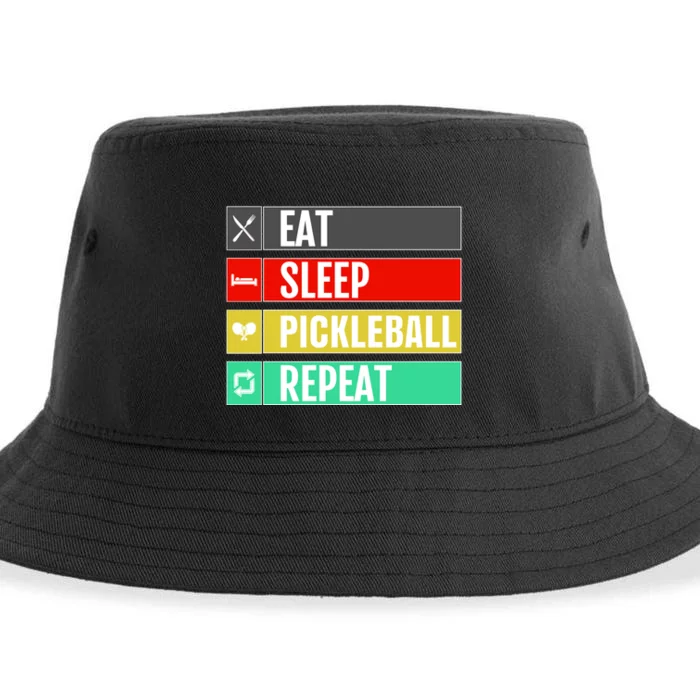 Eat Sleep Pickleball Repeat Funny Pickle Ball Sustainable Bucket Hat