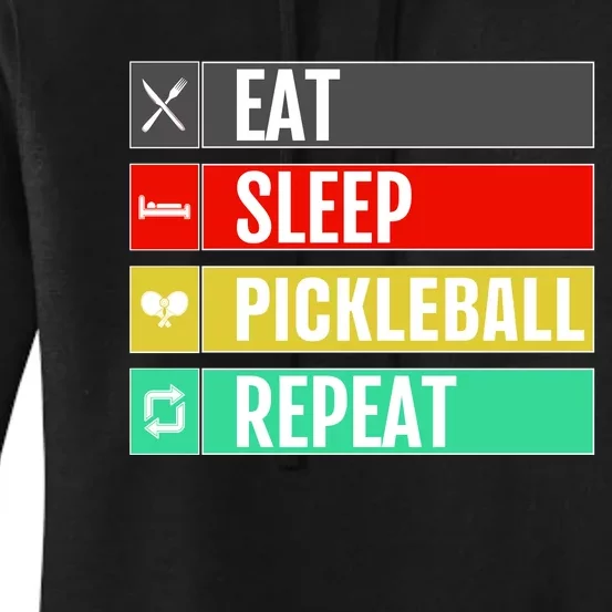 Eat Sleep Pickleball Repeat Funny Pickle Ball Women's Pullover Hoodie