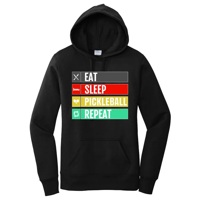 Eat Sleep Pickleball Repeat Funny Pickle Ball Women's Pullover Hoodie