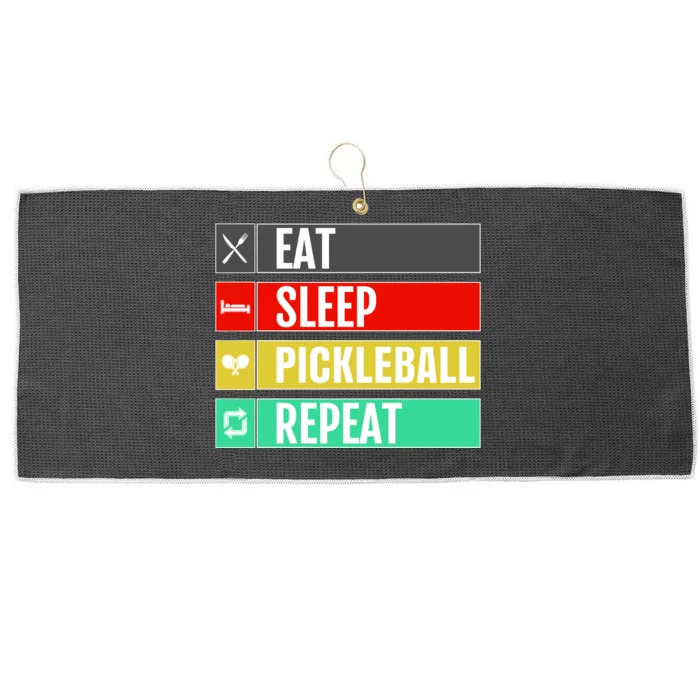 Eat Sleep Pickleball Repeat Funny Pickle Ball Large Microfiber Waffle Golf Towel