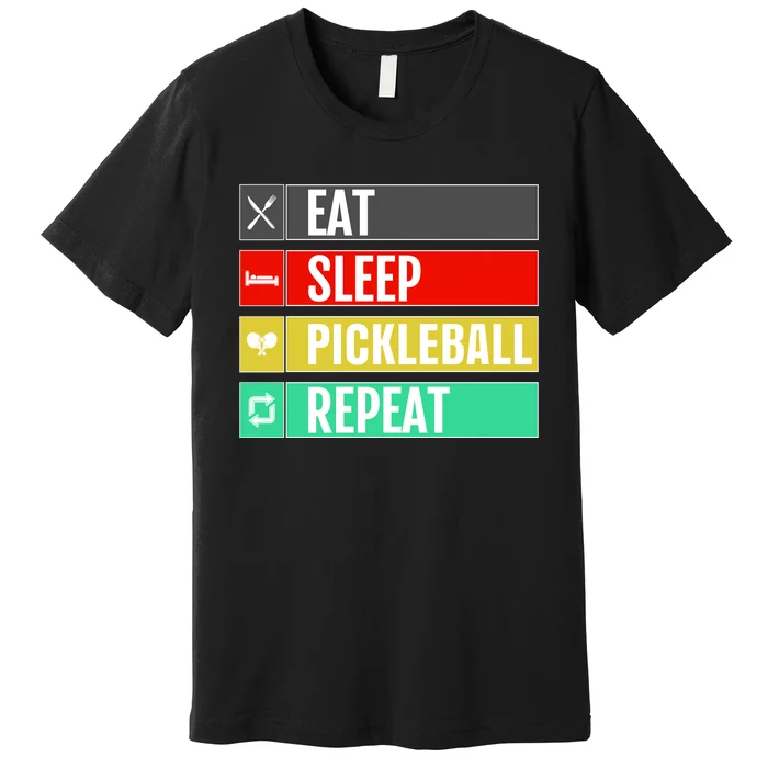 Eat Sleep Pickleball Repeat Funny Pickle Ball Premium T-Shirt